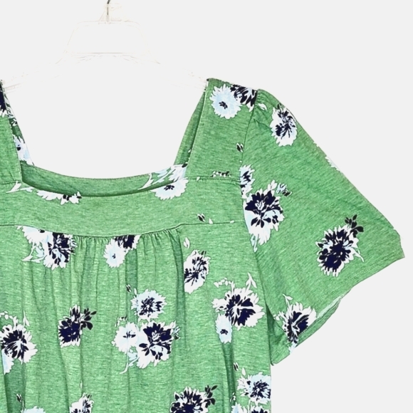 Lucky Brand Green floral short sleeved top - Picture 2 of 10